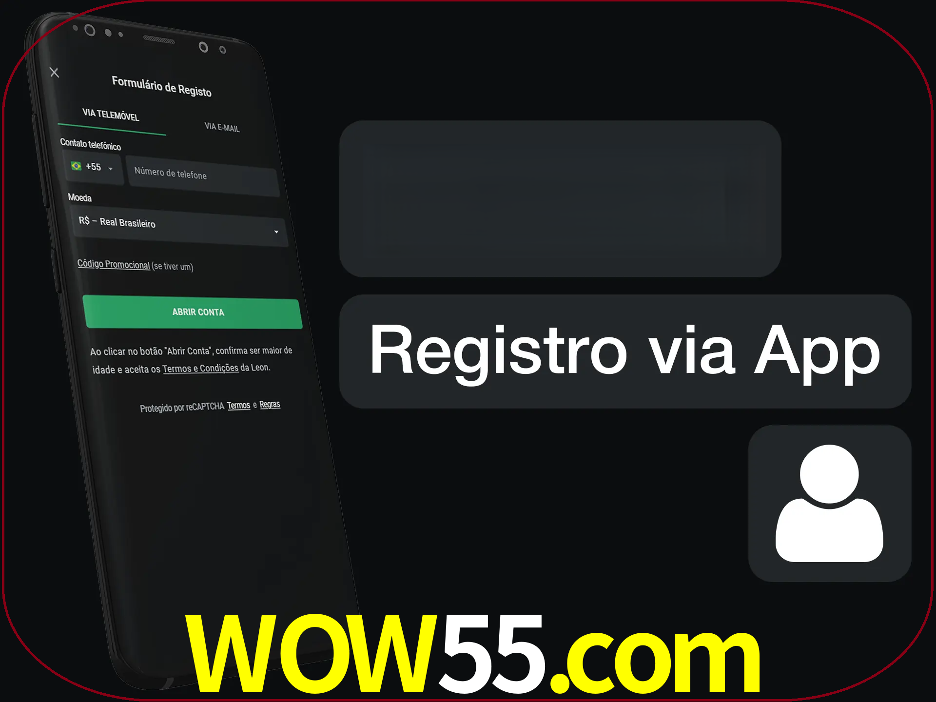 Registre-se com duas etapas usando o aplicativo.