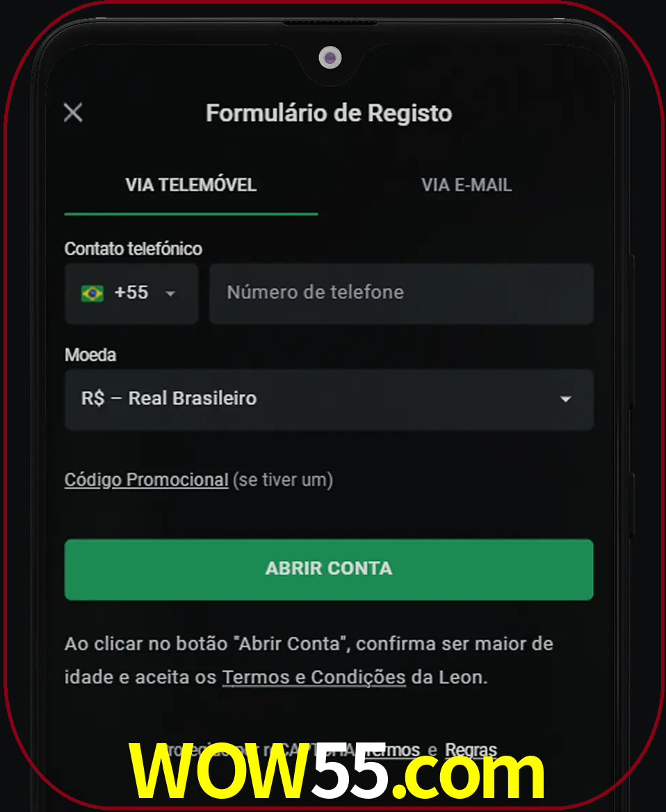 Abra o aplicativo e inicie o processo de registro.