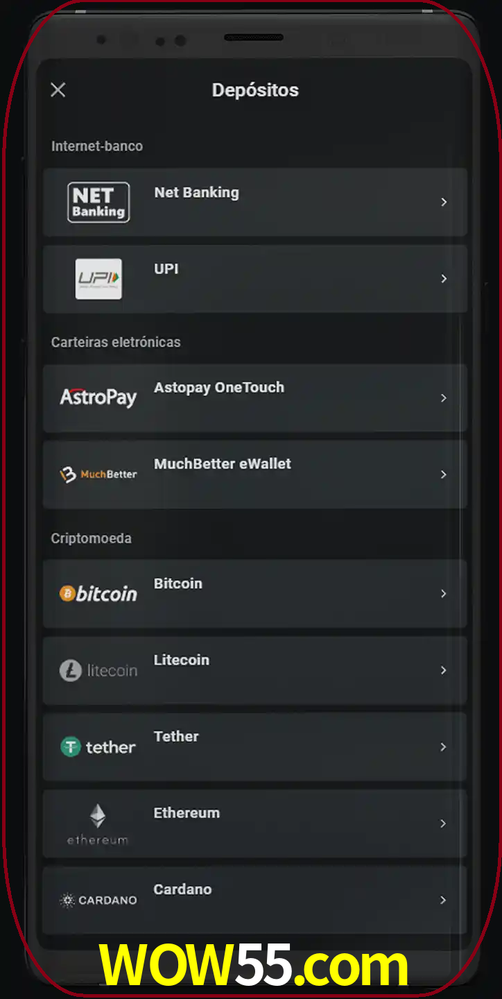 Você pode usar métodos alternativos de depósito.
