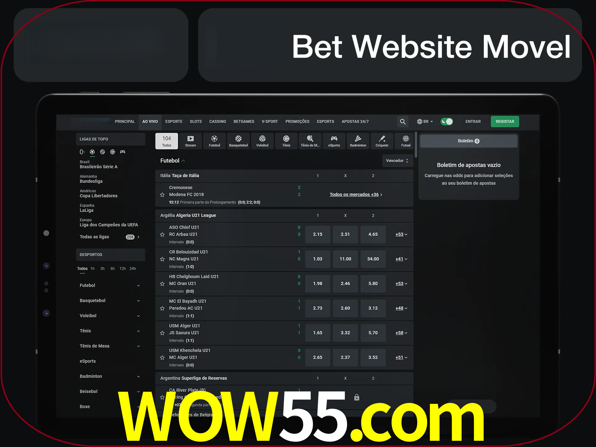 Use nosso website em qualquer dispositivo.